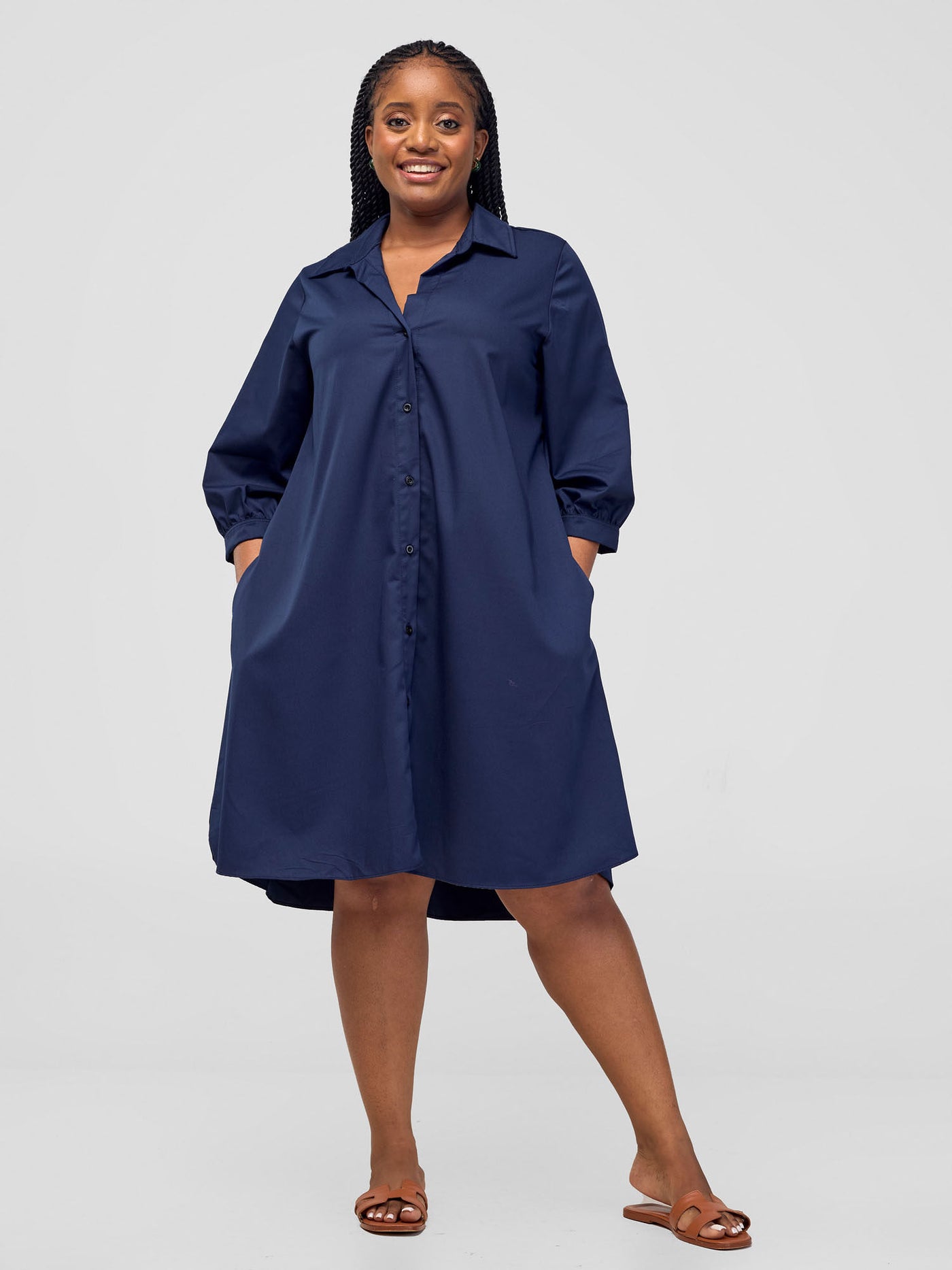 Reba Tent Shirt Dress - Navy Blue