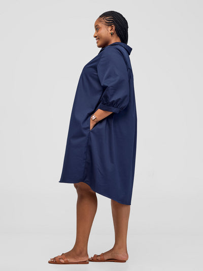 Reba Tent Shirt Dress - Navy Blue