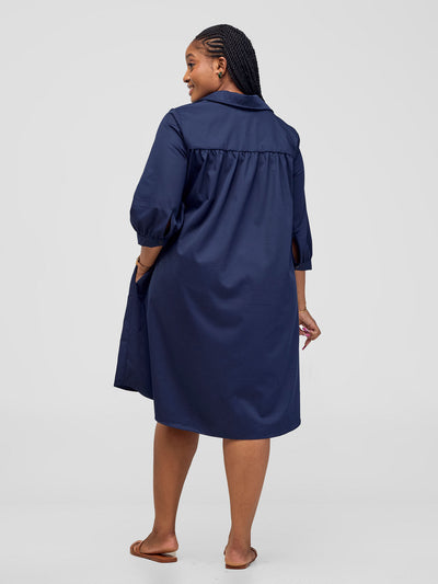 Vivo Reba Tent Shirt Dress - Navy Blue