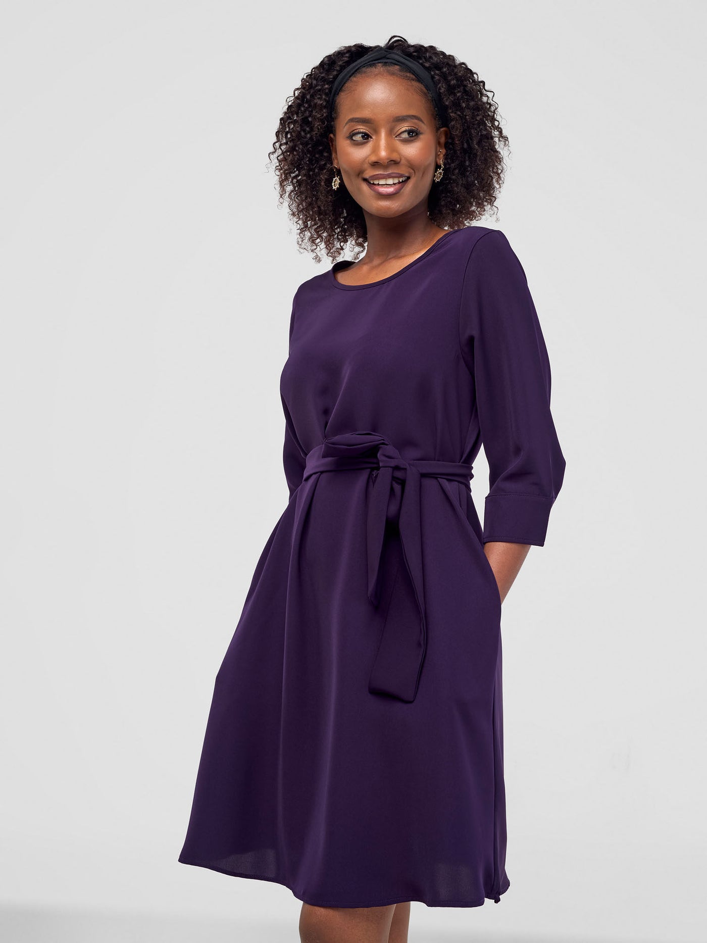 Tatili 3/4 Sleeve Tent Dress - Purple