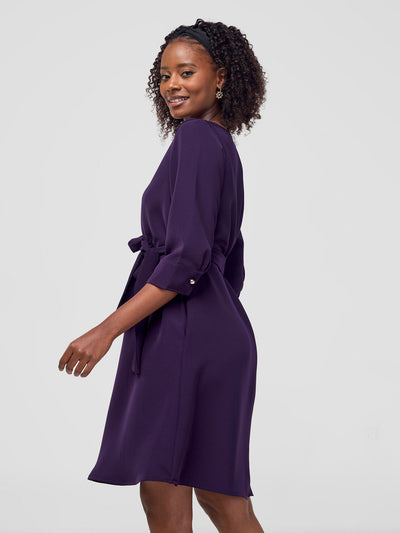 Tatili 3/4 Sleeve Tent Dress - Purple