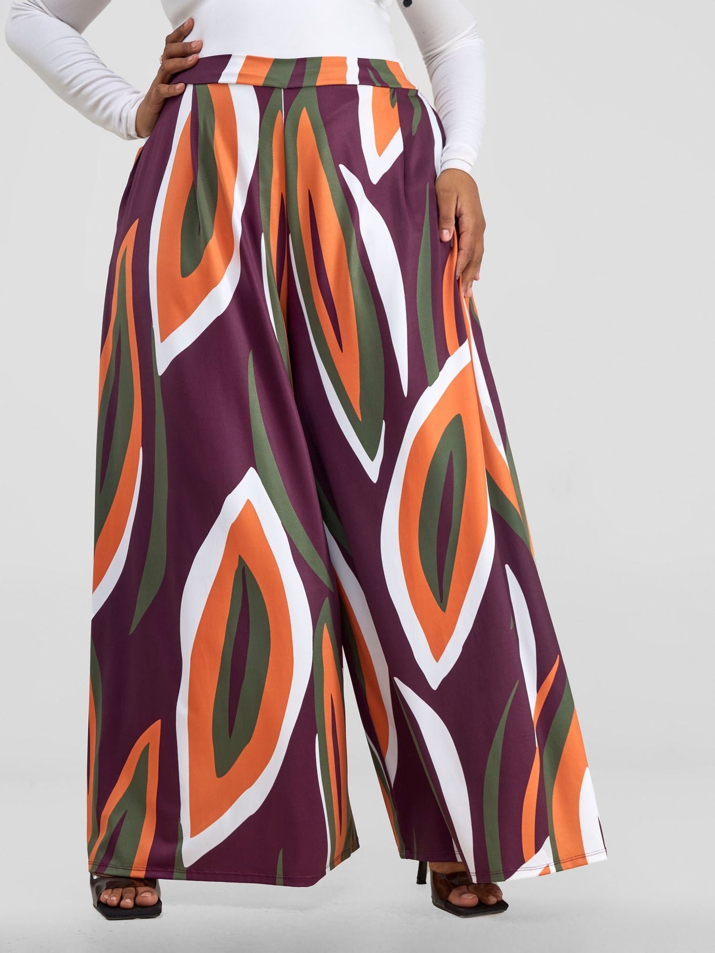 Vivo Kala Palazzo Pants - Burgundy / Hunters Bemba Print - Shopzetu