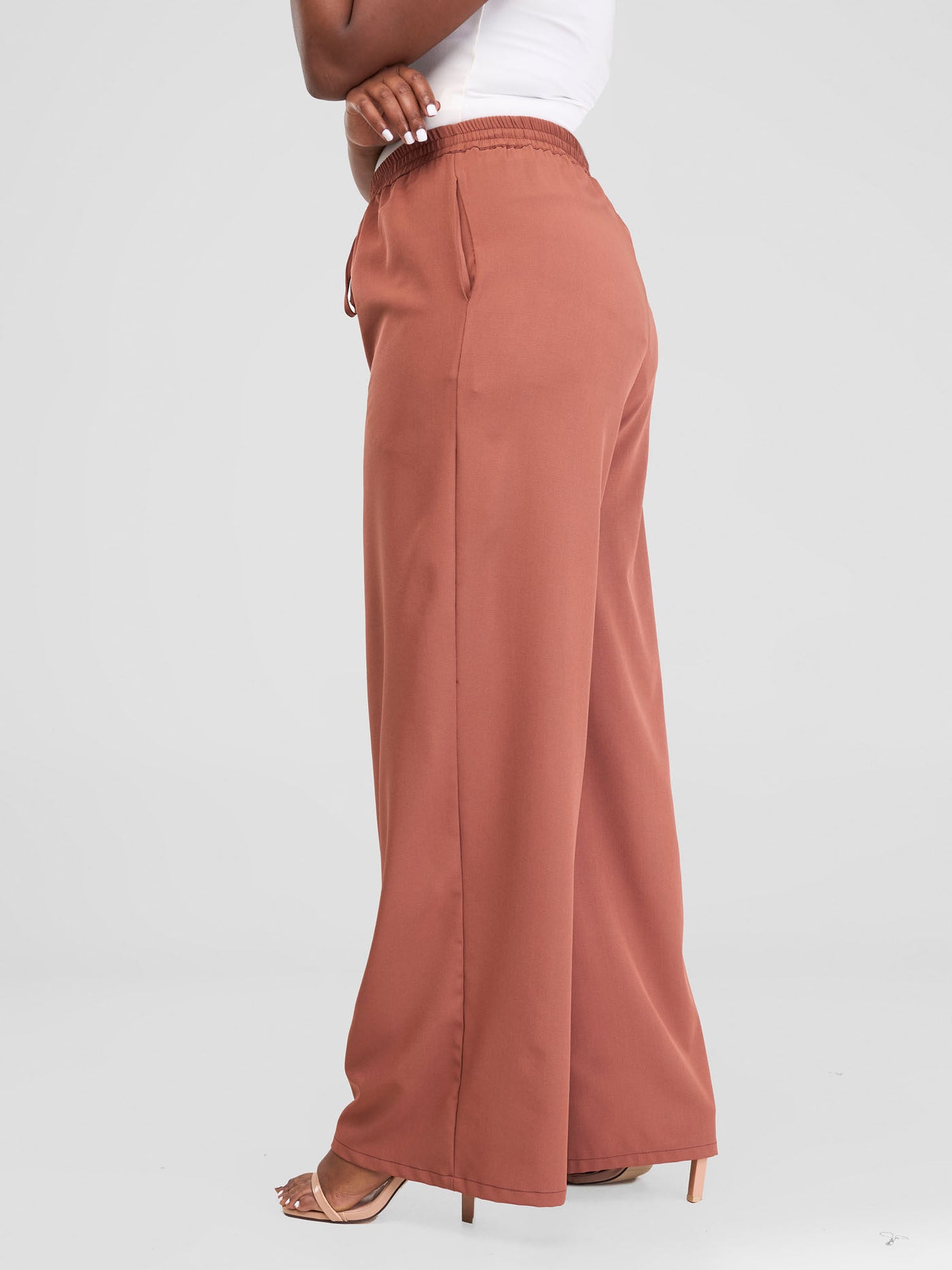 Vivo Zahari Drawstring Wide Leg Pants - Rust