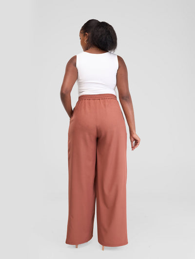 Vivo Zahari Drawstring Wide Leg Pants - Rust