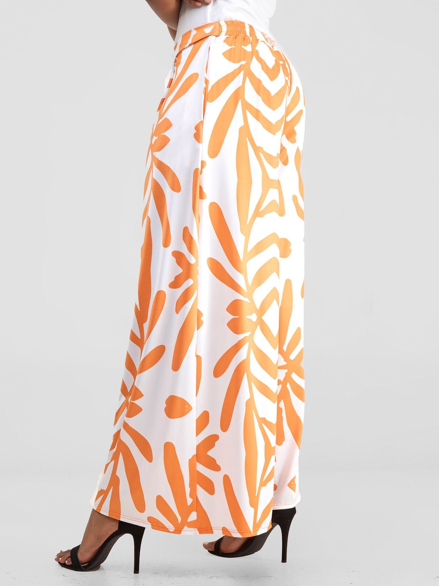 Vivo Kala Palazzo Pants - White / Orange Ukwi Print - Shopzetu