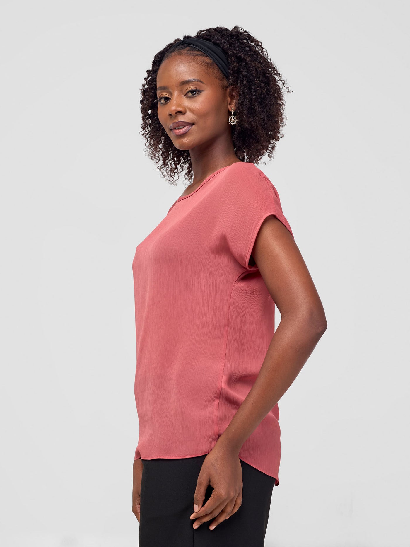 Vivo Basic Chiffon Dropped Shoulder Top - Masala