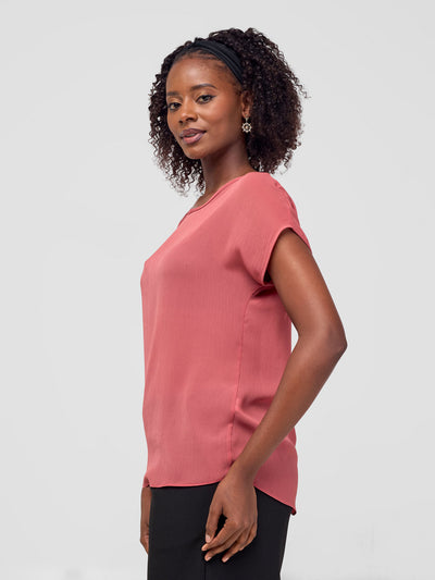 Vivo Basic Chiffon Dropped Shoulder Top - Masala