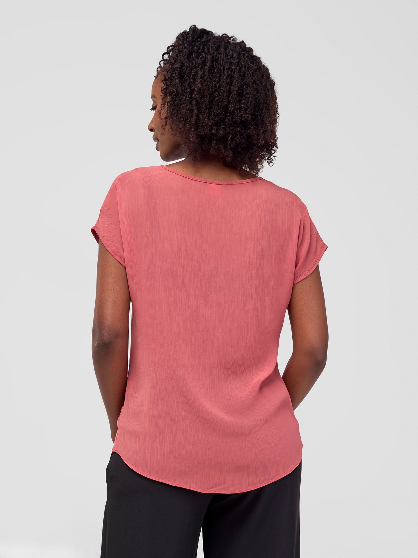 Vivo Basic Chiffon Dropped Shoulder Top - Masala