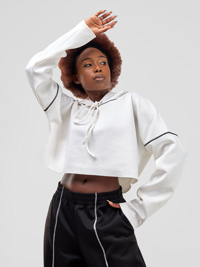 Zoya Taani Midriff Hoodie - White