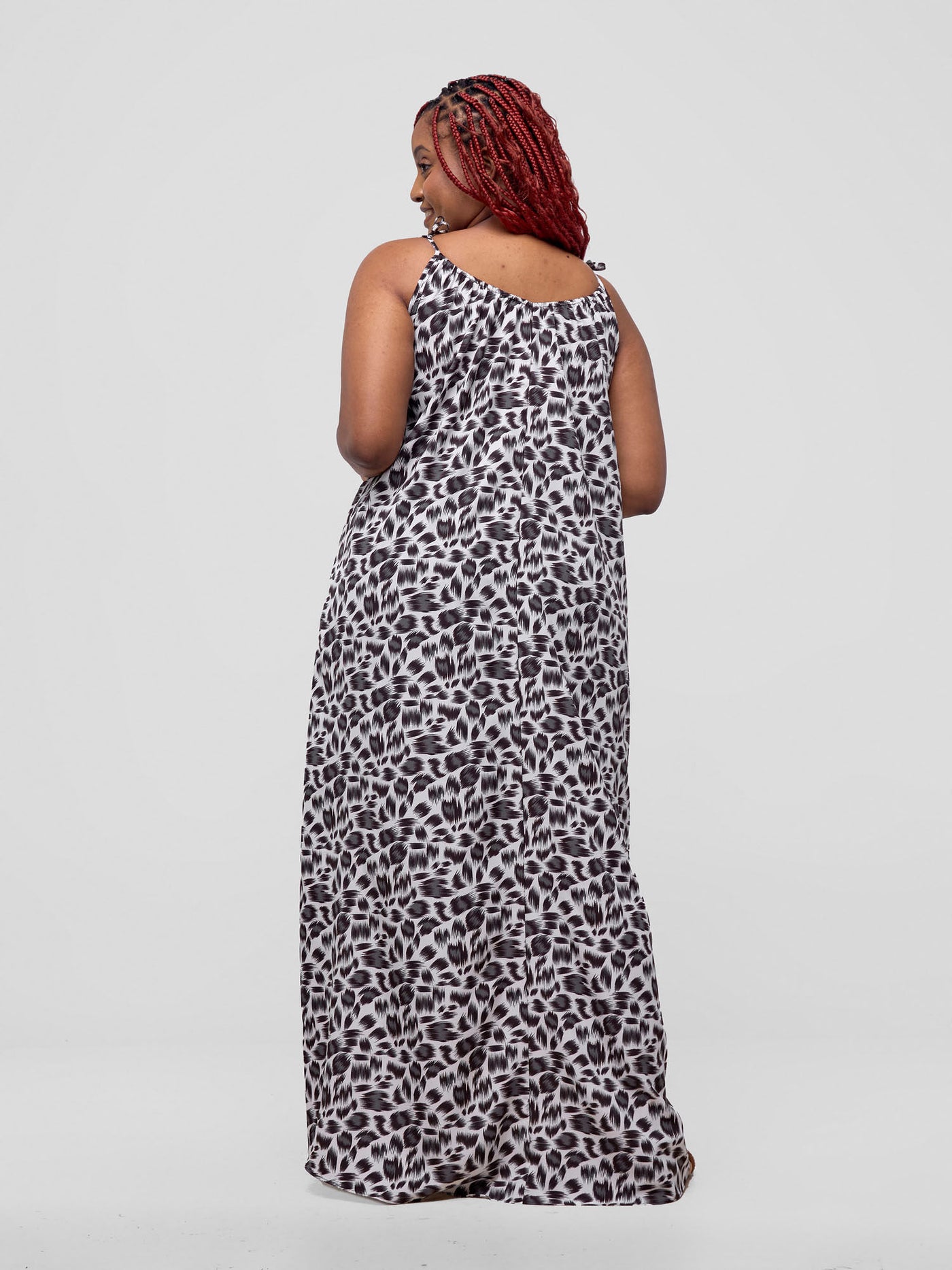 Vivo Maisha Strappy Maxi Dress - Black / Cream Print