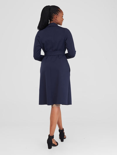 Vivo Basic Trench Coat - Dark Navy Blue