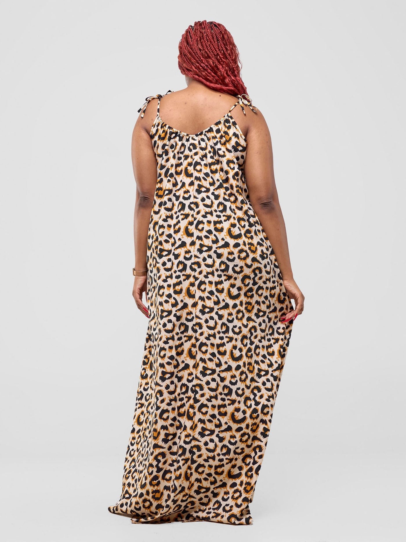 Vivo Maisha Strappy Maxi Dress - Cream / Mustard Print - Shopzetu