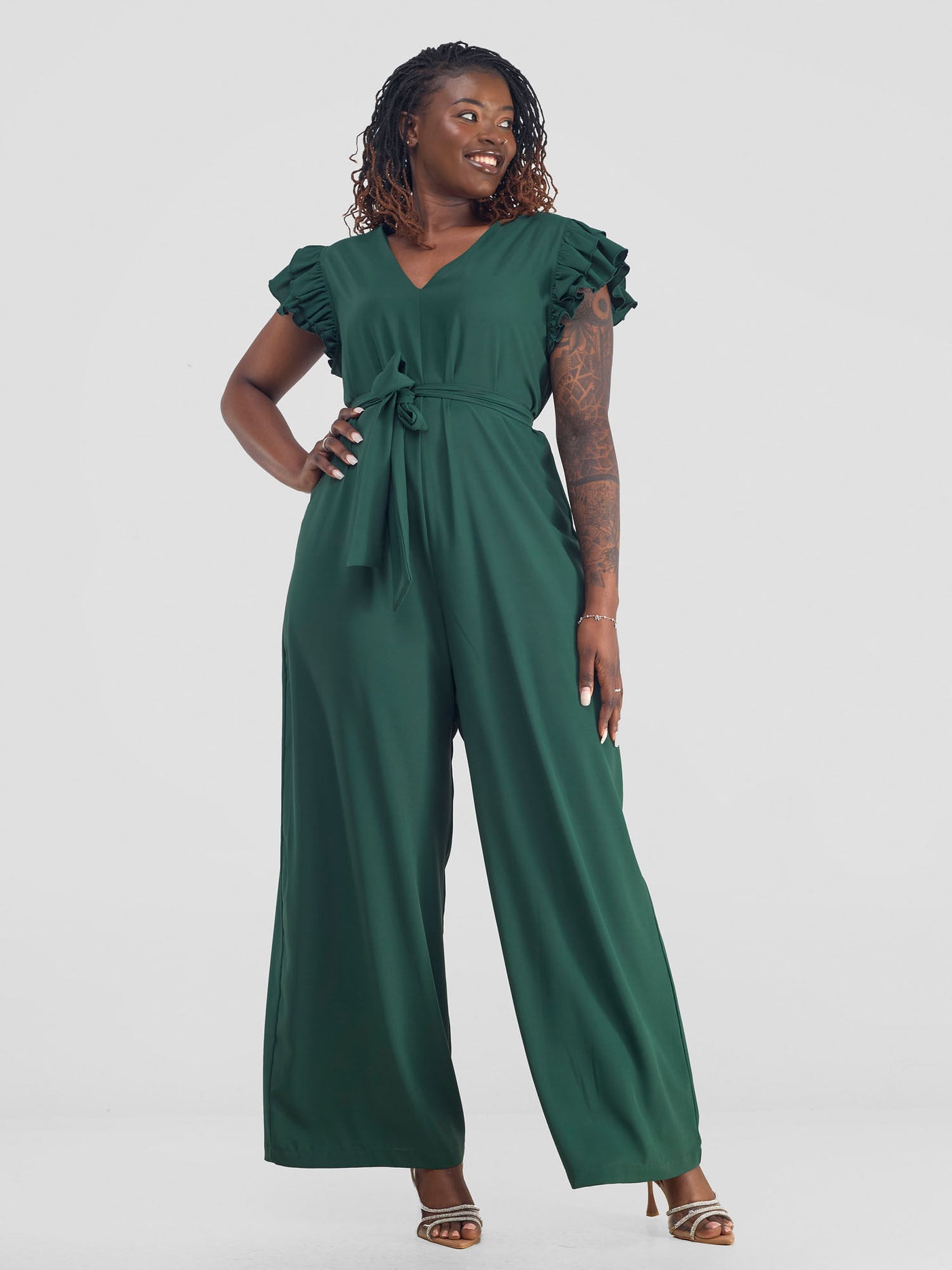 Vivo Nasinka Ruffle Sleeve Jumpsuit - Light Green