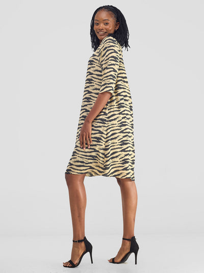 Vivo Ayo Tent Dress - Yellow / Black Print