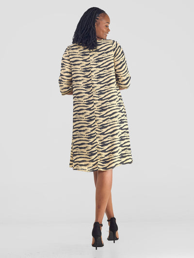 Vivo Ayo Tent Dress - Yellow / Black Print