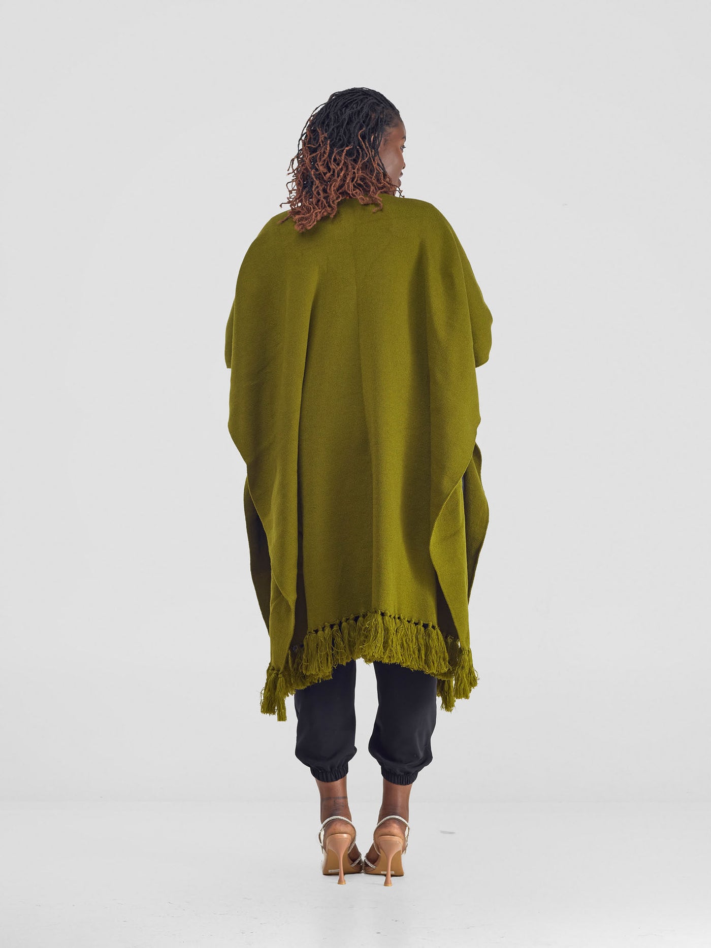 Vivo Basic Double Layered Wrap Poncho - Olive Green