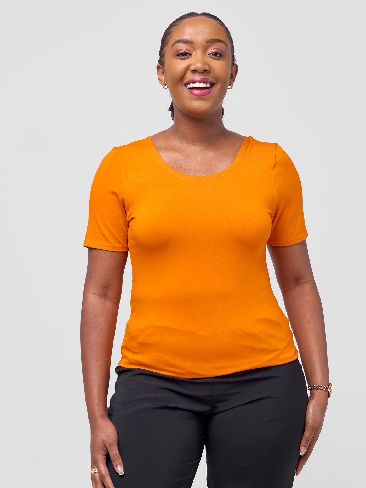 Vivo Basic Short Sleeve Top - Orange