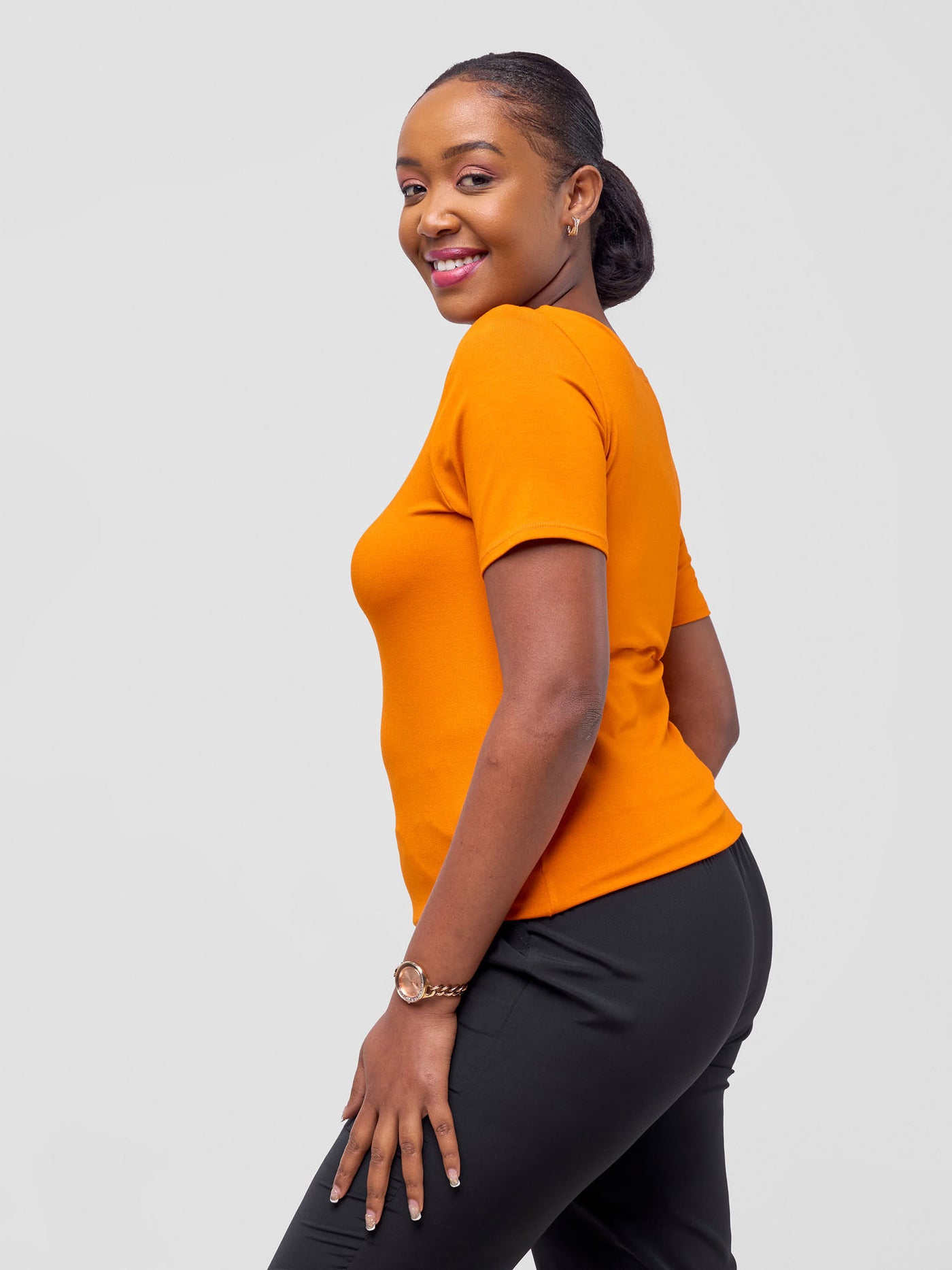 Vivo Basic Short Sleeve Top - Orange