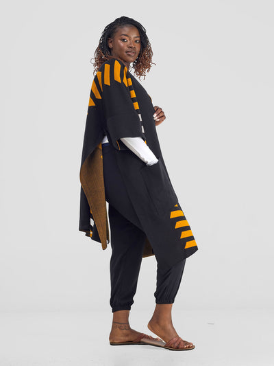 Safari Dila Poncho - Black / Mustard