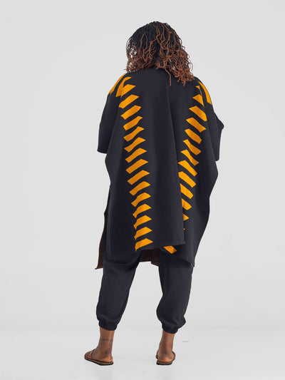 Safari Dila Poncho - Black / Mustard