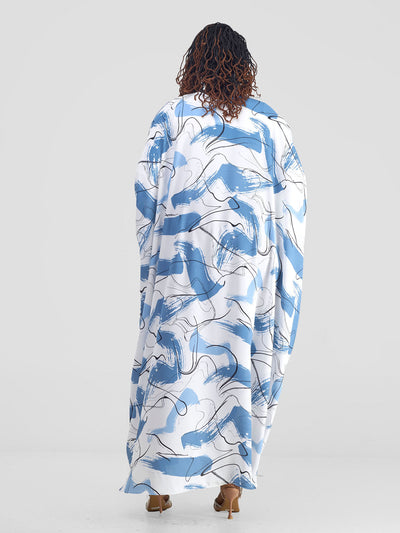 Vivo Muna Chiffon Kimono - Blue / White Print