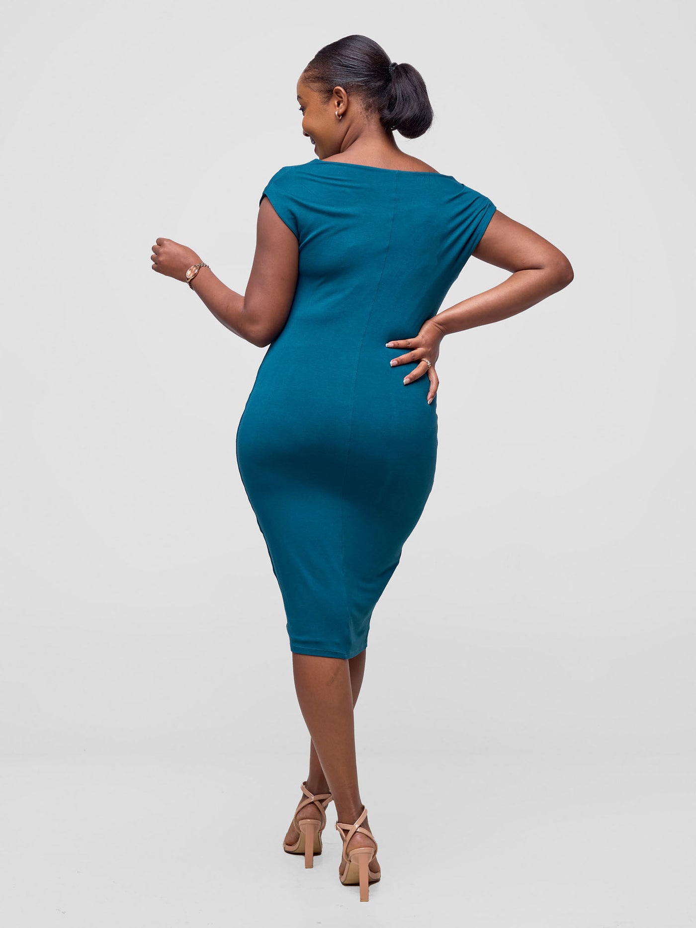 Fahari Cowl Drape Bodycon - Teal