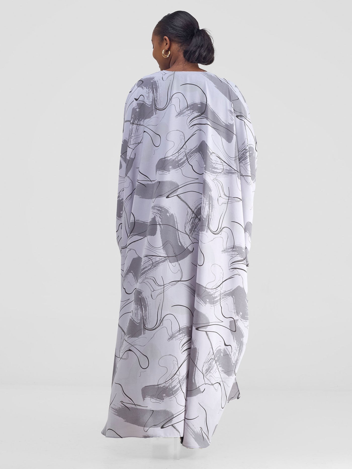 Vivo Muna Chiffon Kimono - Grey / Black Print