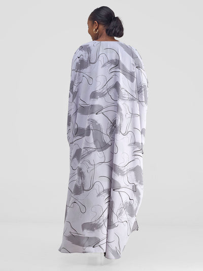 Vivo Muna Chiffon Kimono - Grey / Black Print