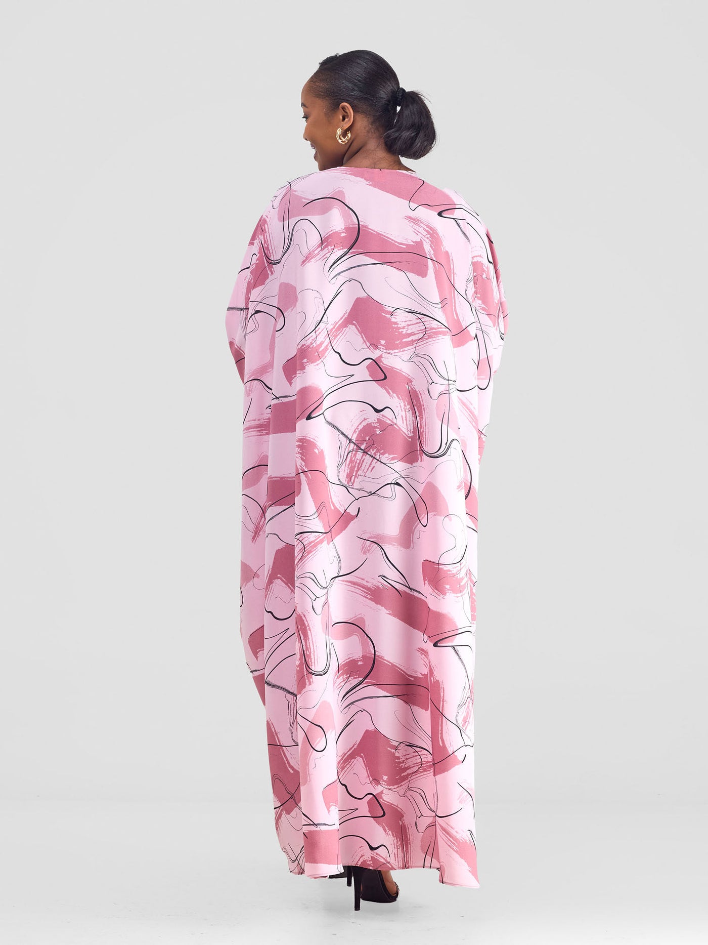 Vivo Muna Chiffon Kimono - Pink / Black Print