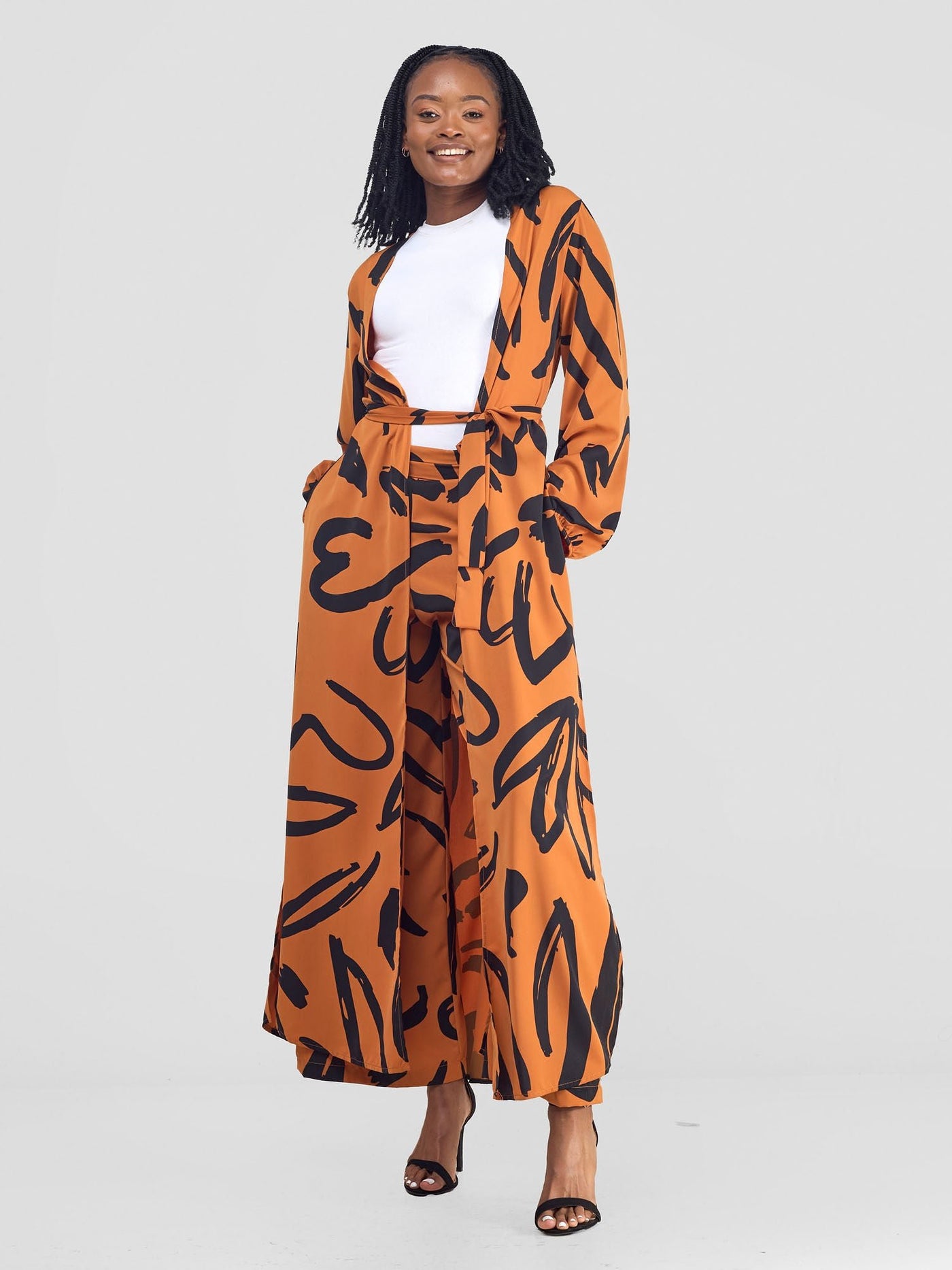 Vivo Chesi Kimono - Rust / Black Hesi Print - Shopzetu