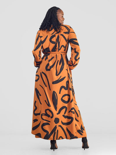 Vivo Chesi Kimono - Rust / Black Hesi Print - Shopzetu