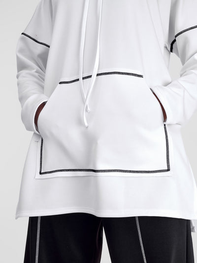 Taani Side Slit Hoodie - White