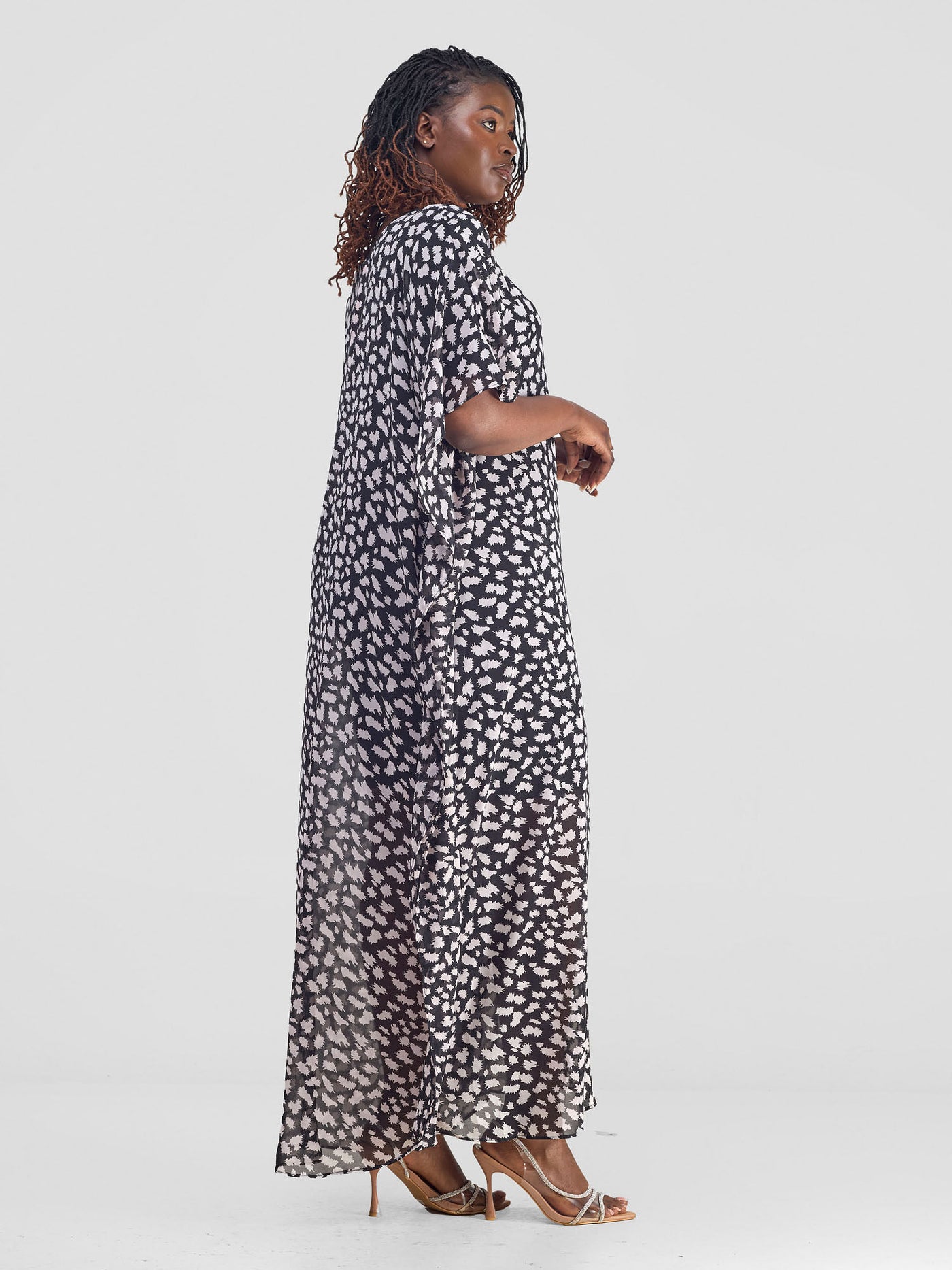 Vivo Basic Wide Liv Chiffon Maxi - Pink / Black Print