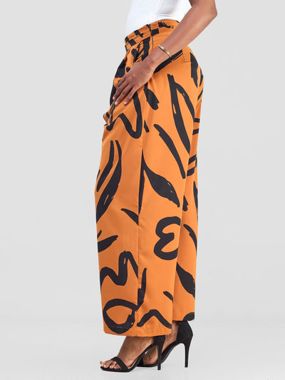 Vivo Chesi Wide Leg Pants - Rust / Black Hesi Print - Shopzetu