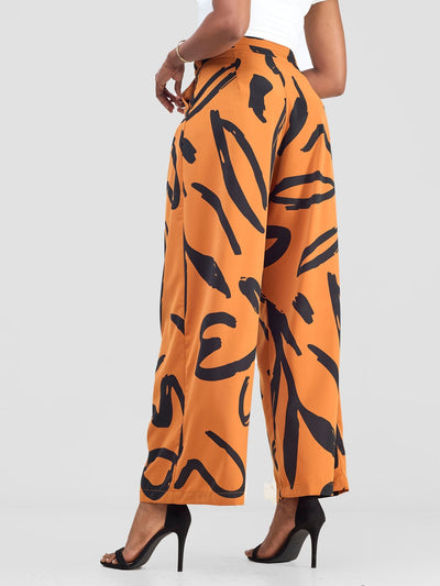 Vivo Chesi Wide Leg Pants - Rust / Black Hesi Print - Shopzetu