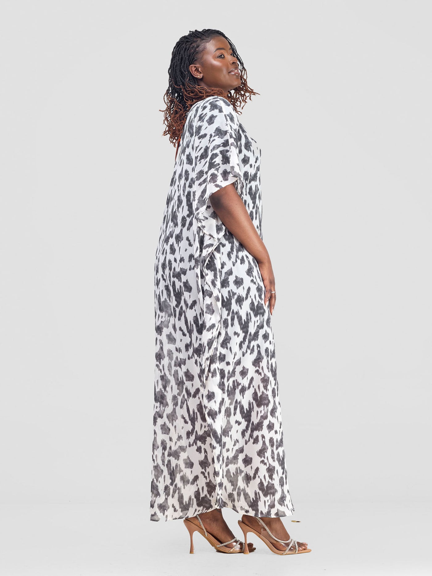 Vivo Basic Wide Liv Chiffon Maxi - Grey / Black Print