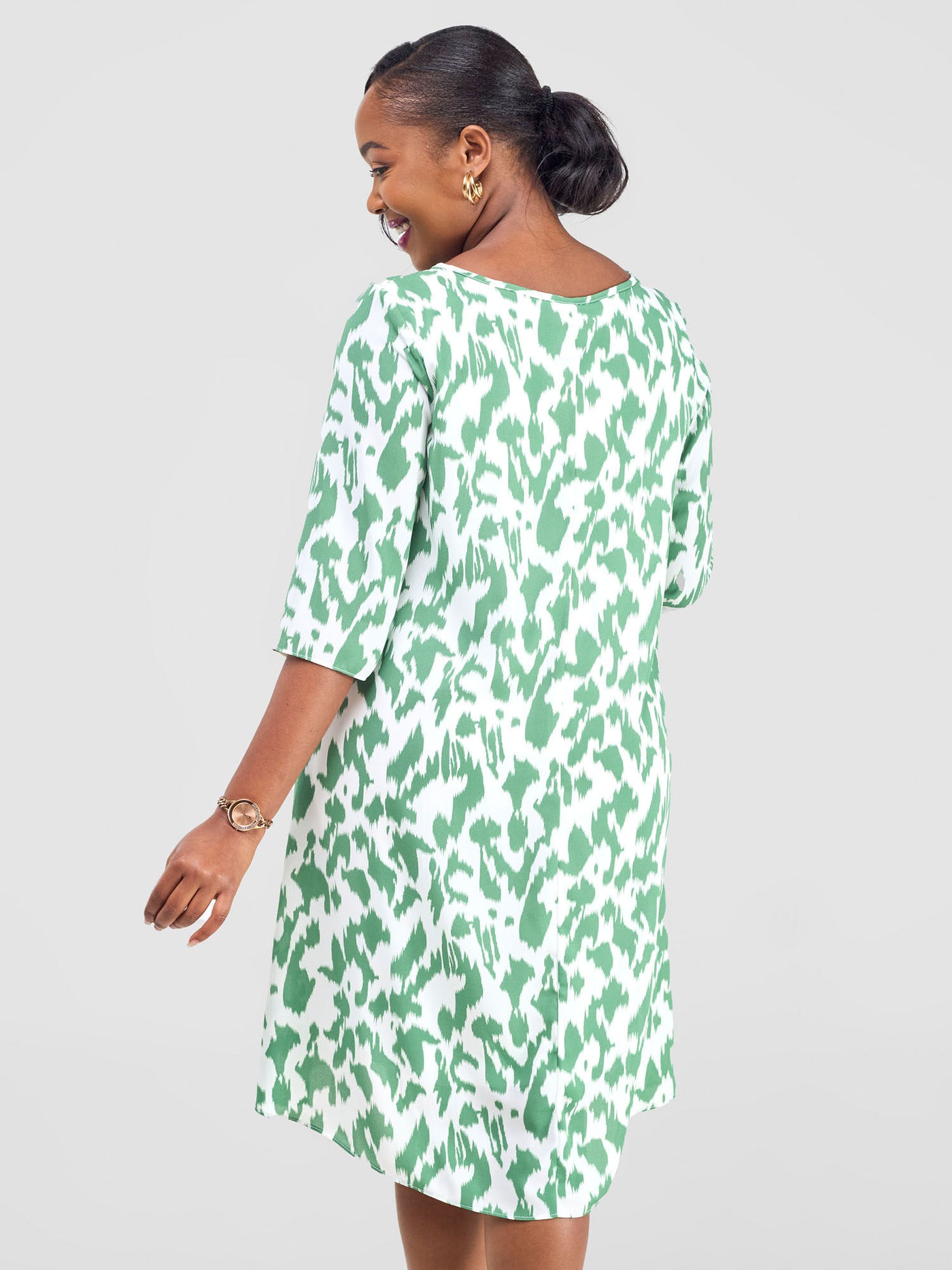 Vivo Ayo Tent Dress - Green / White Print