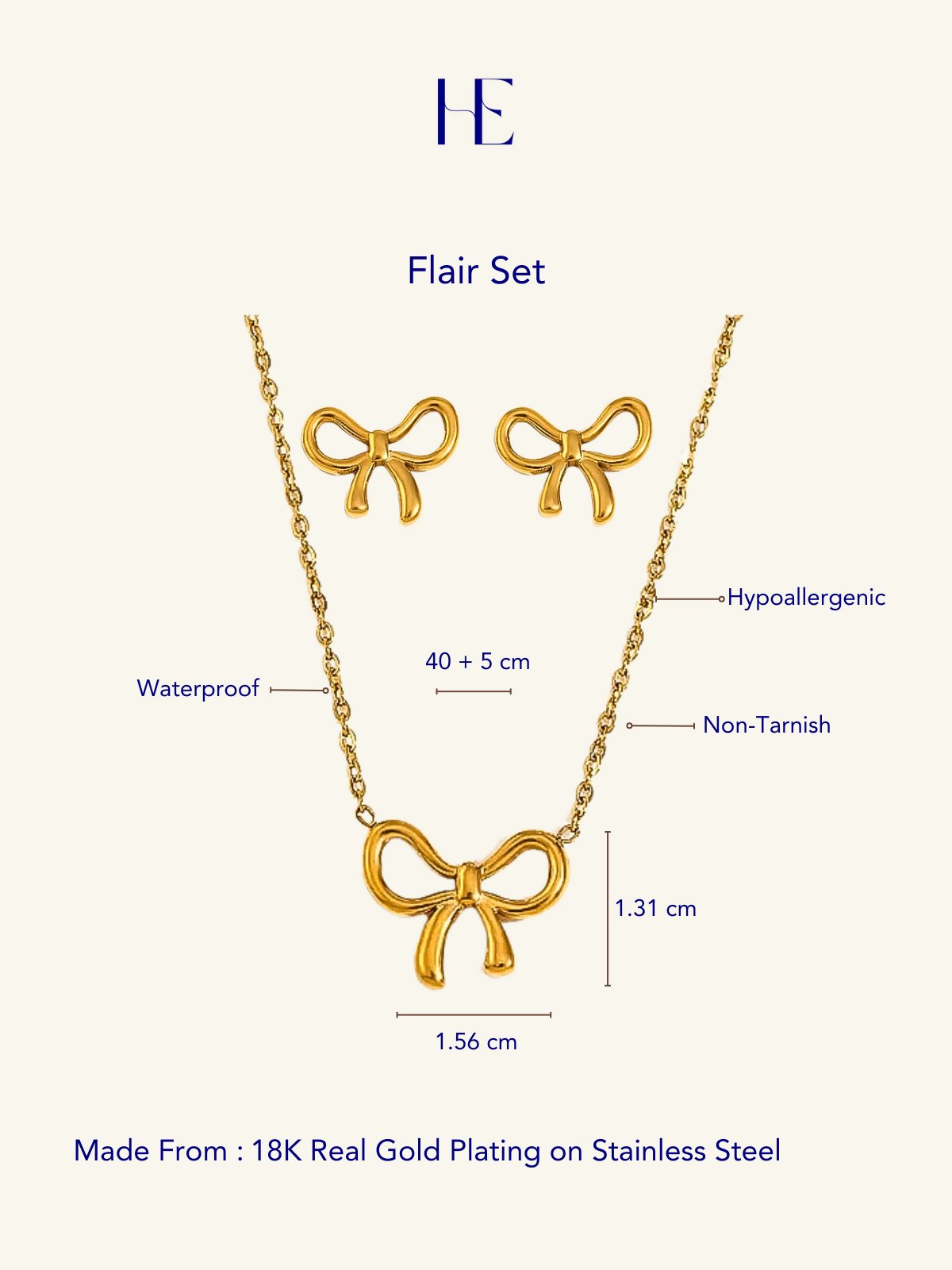 Her Essence Non Tarnish Flair Set Necklace - Gold - Shopzetu