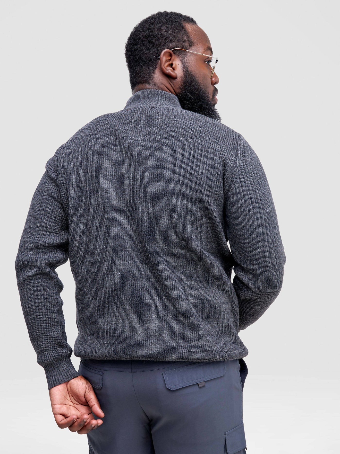Anel's Knitwear Zetu Men's Half Zipped Sweater - Grey - Shopzetu