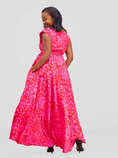 Stella Customized Kenya Floral Dress - Pink - Shopzetu