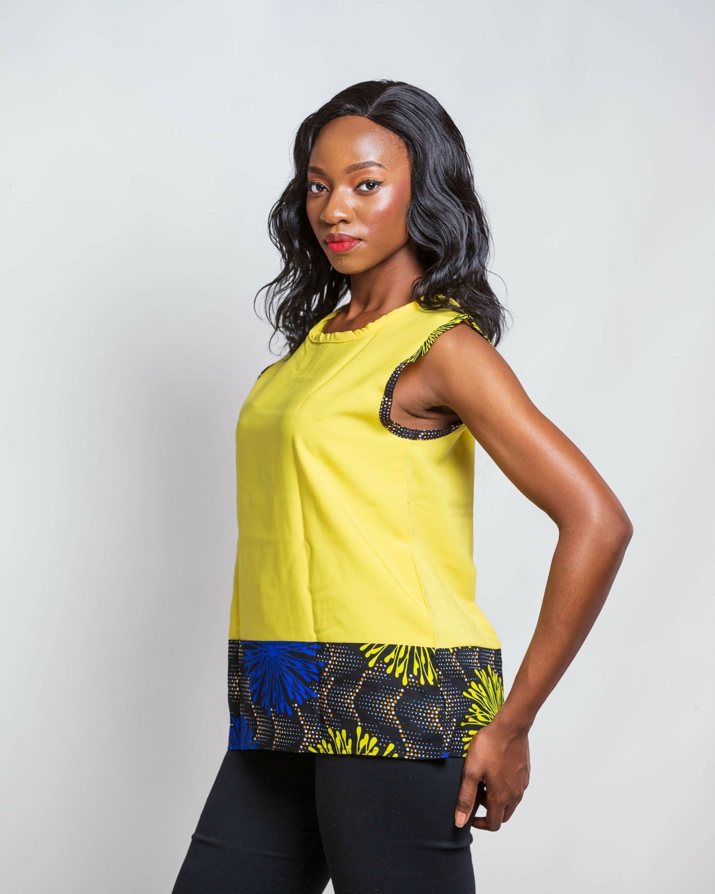 Da'Joy Fashions Diversey Ankara Top - Yellow - Shopzetu