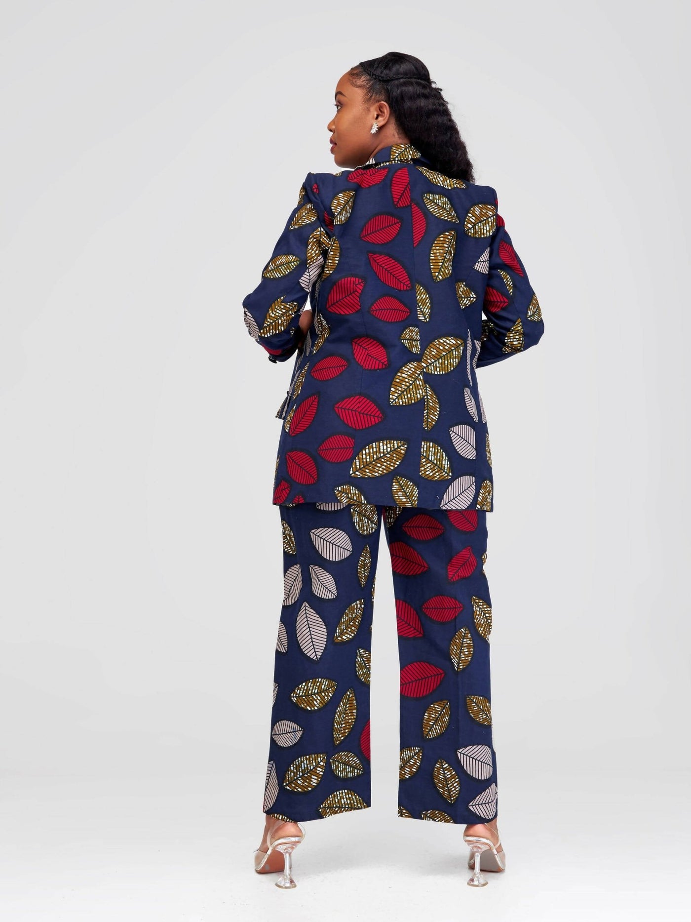 SBV Ankara Pant Suit - Navy Blue Print - Shopzetu