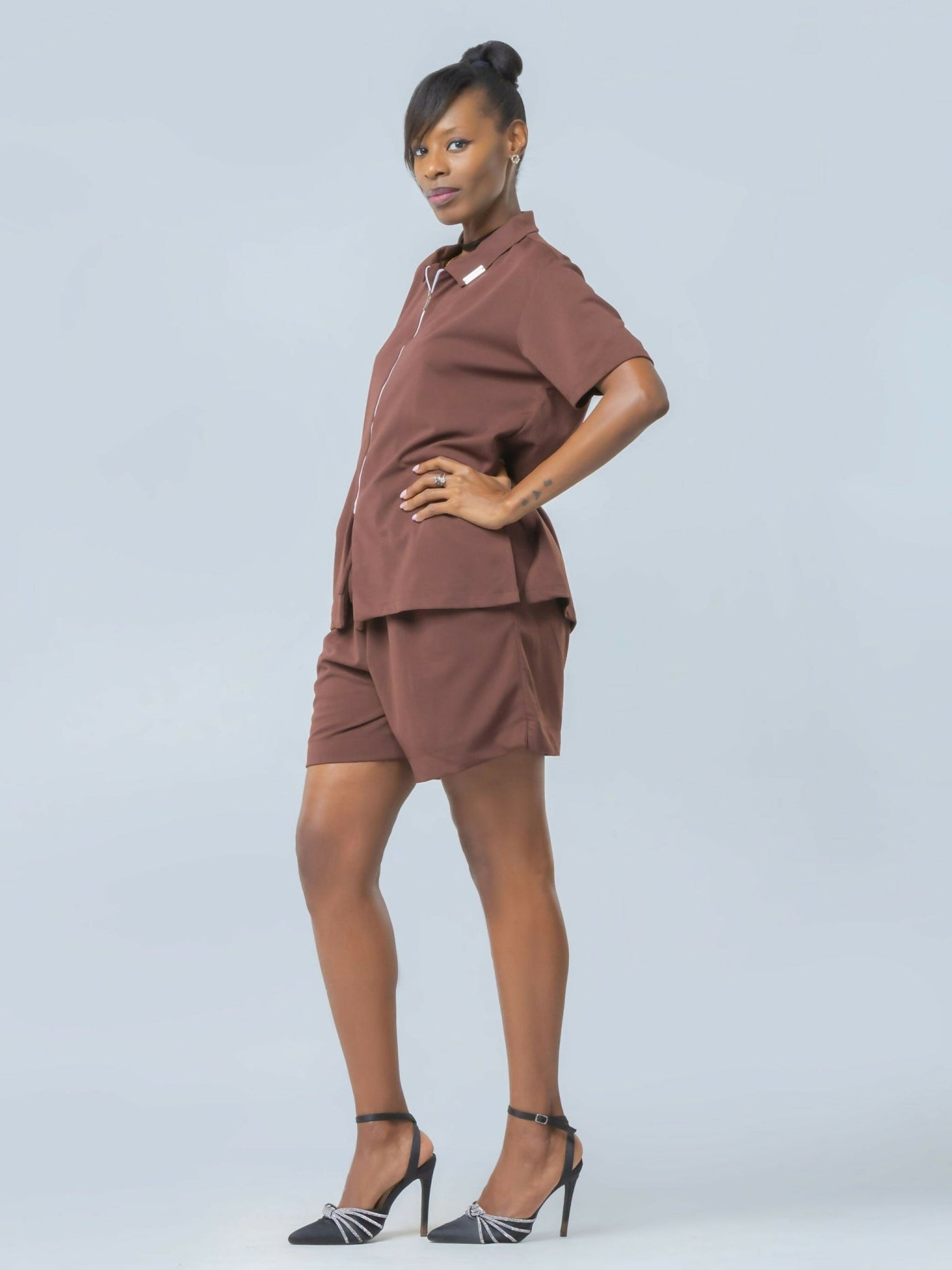 Axarya ZipNouveau for Her Short Sets - Chocolate - Shopzetu