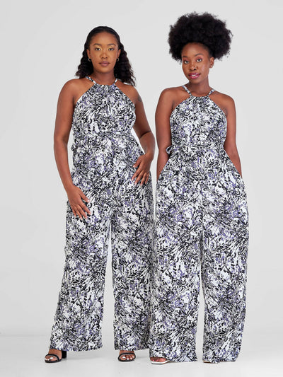 Smash By Kaly Extra Breeze Floral Jumpsuit - Blue / White Print