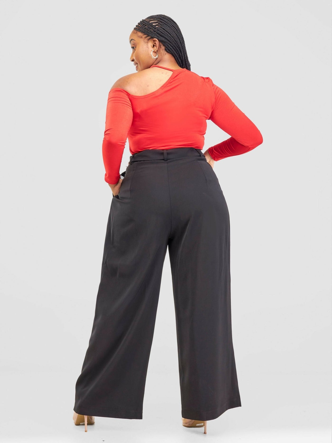 Elsie Glamour Olivia Wide Leg Pants - Black - Shopzetu