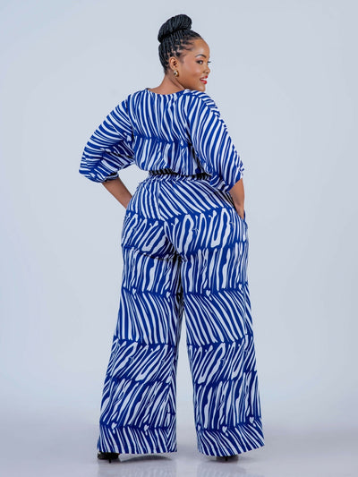 Plainchic Nelly Pant Set - Blue Print - Shopzetu