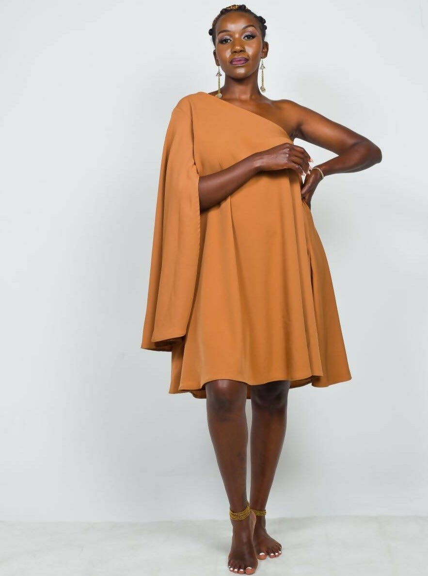 African Yuva Wanita Dress - Caramel - Shopzetu