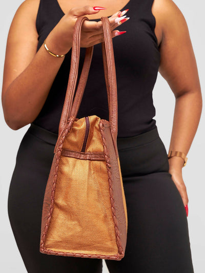 Curves BD Ngozi Bag - Brown / Gold - Shopzetu