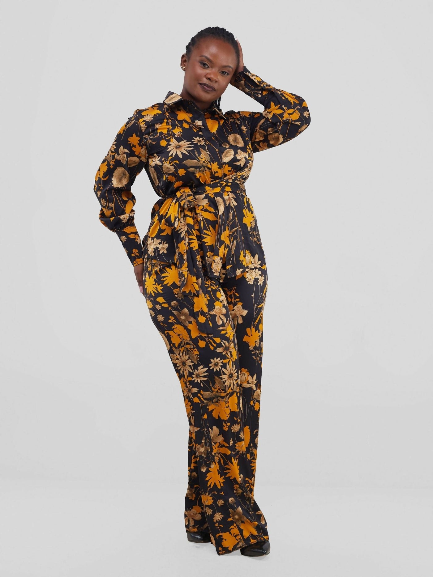 Silk House Collection Marcella Pant Set - Black Print - Shopzetu