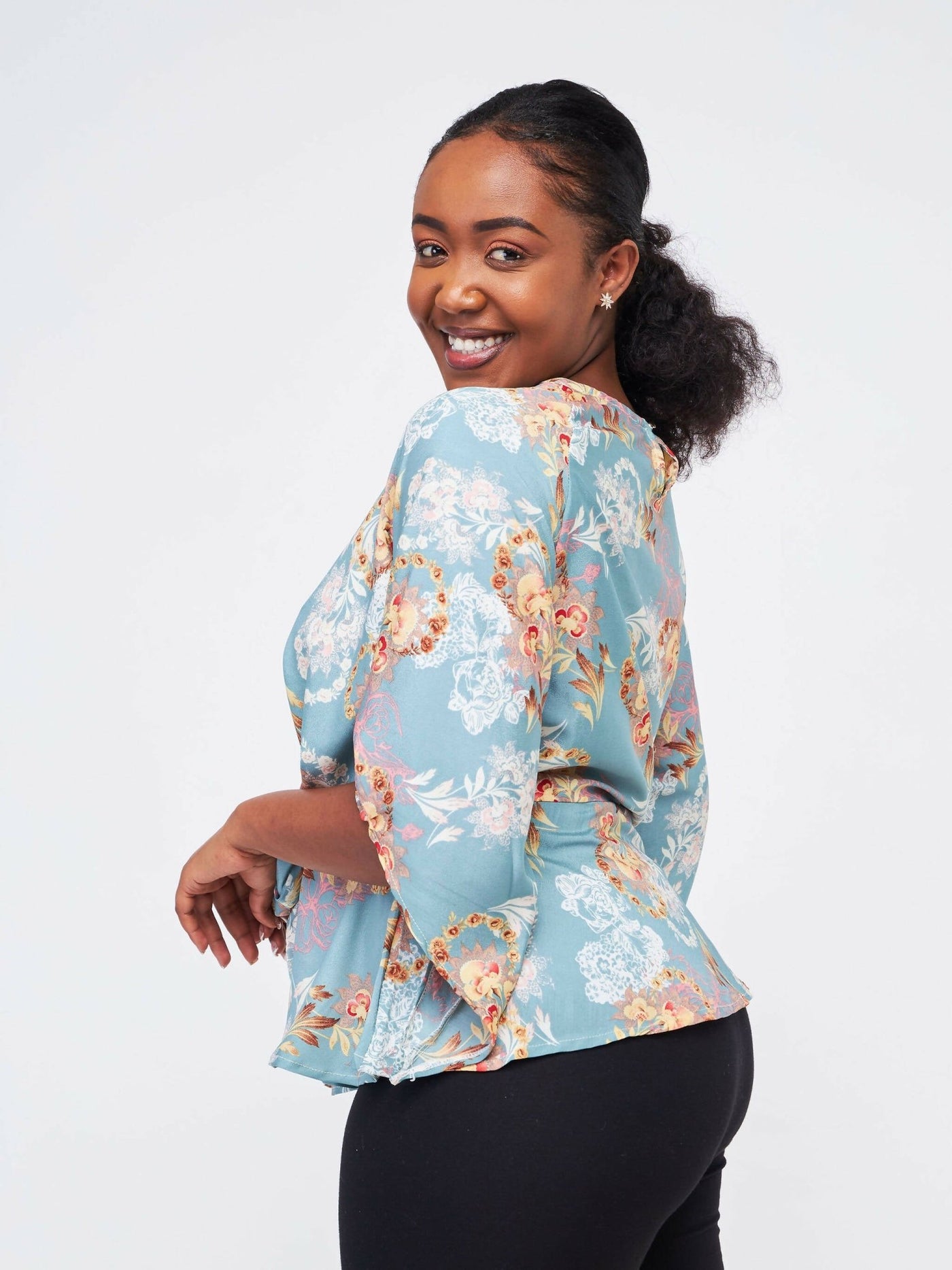 Silk House Collection Kezia - Blue Floral Print - Shopzetu